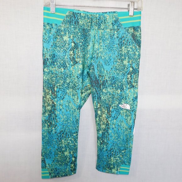 The North Face Motus Womens M Teal Blue Green Capri Leggings Tights Activewear - Picture 1 of 10